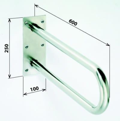 Poręcz łazienkowa typu U 60 cm stal nierdzewna szczotkowana 301102052 , wymiary