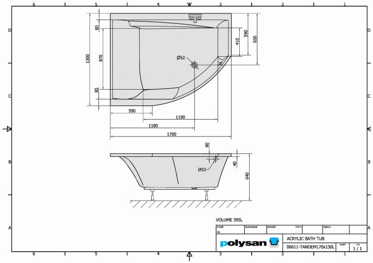 TANDEM Wanna akrylowa asymetryczna 170x130 cm (lewa) 96611 karta produktu