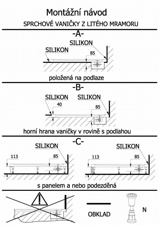 VARESA Brodzik kompozytowy prostokątny z odpływem liniowym 120x80 cm 71604 - instrukcja