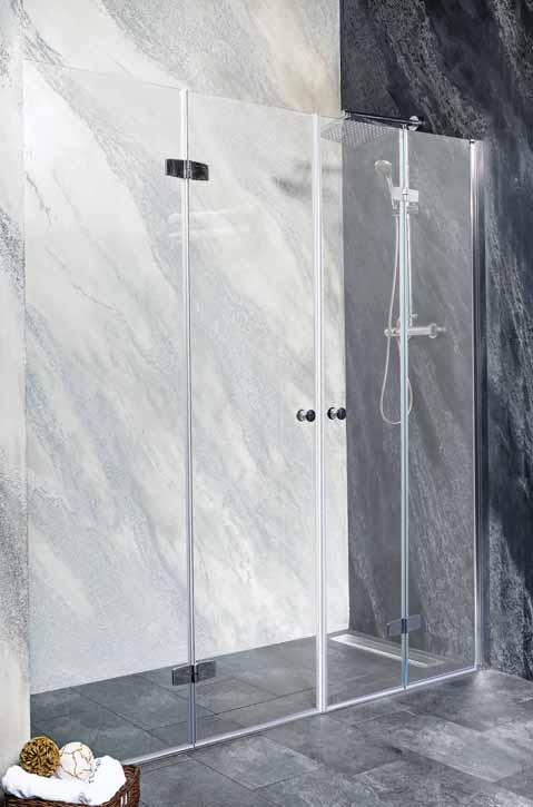 DUET Drzwi prysznicowe do wnęki składane 150x195 cm M1280FLM1281FR