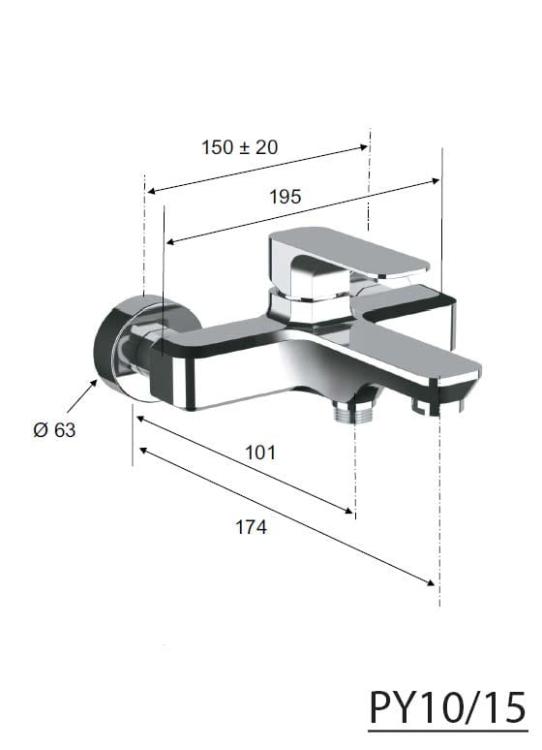 SPY Bateria wannowa ścienna, czarny mat PY10/15