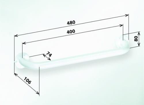 Poręcz łazienkowa prosta 40 cm kolor biały 301100404 , wymiary