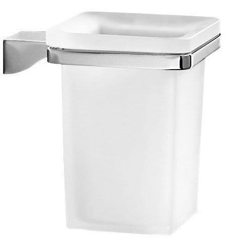 GLAMOUR Kubek na szczoteczki chrom/szkło mleczne 5710