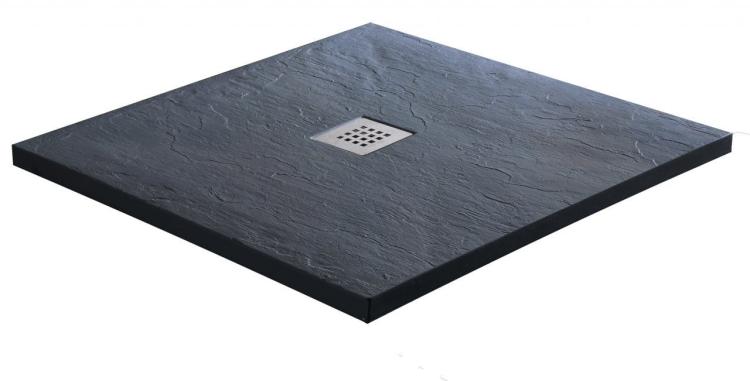 KRETA Brodzik kompozytowy kwadratowy, antracyt szary 90x90x3 cm 50010