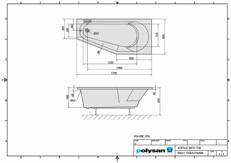 TIGRA Wanna akrylowa asymetryczna 170x80 cm (prawa) 90611  karta produktu