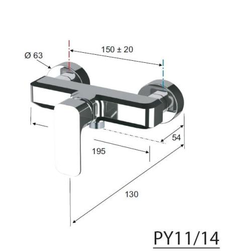 SPY Bateria prysznicowa ścienna, biały mat PY11/14
