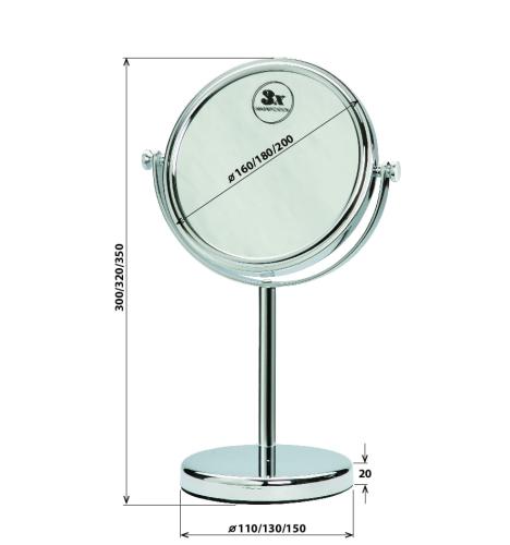 Lusterko kosmetyczne stojące ø180 mm 112201242 wymiary