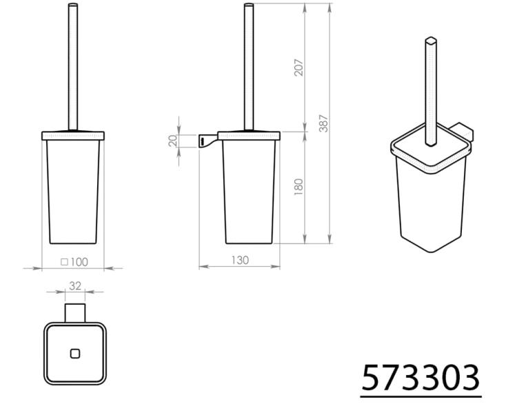 GLAMOUR Szczotka WC chrom/szkło mleczne 573303