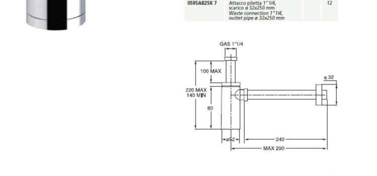 Syfon umywalkowy ABS/chrom 32 mm KING 0595PR25K7