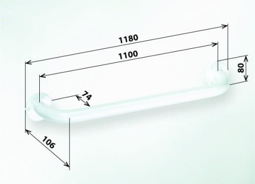 Poręcz łazienkowa prosta 110 cm kolor biały 301101104, wymiary
