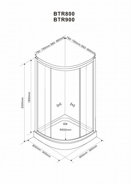 ARLEN Kabina prysznicowa półokrągła 80x80x185 cm, profil biały, szkło matowe BTR800 - rys. tech..jpg