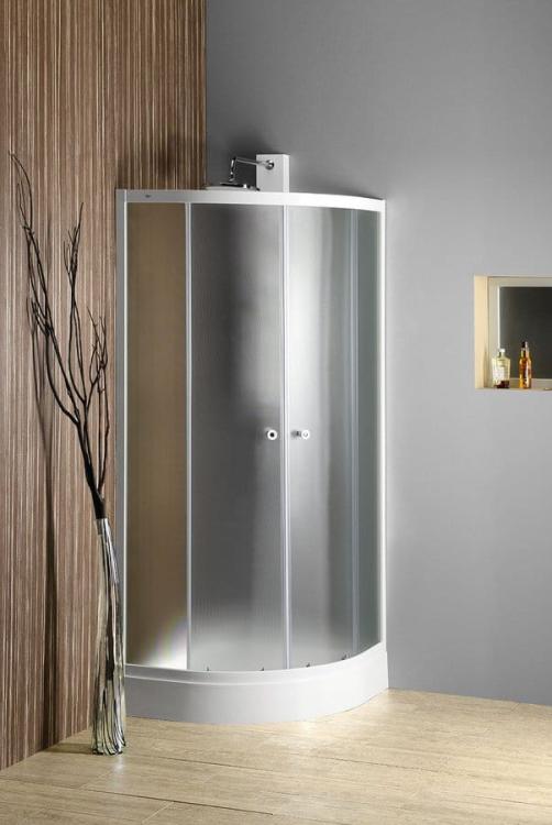 ARLEN Kabina prysznicowa półokrągła 80x80x185 cm, profil biały, szkło matowe BTR800