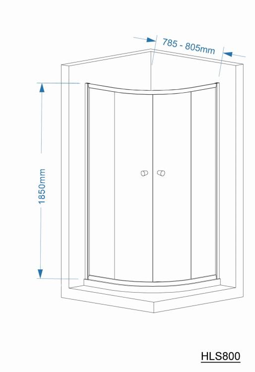 ARLETA Kabina prysznicowa narożna półokrągła 80x80x185 cm HLS800 - rysunek techniczny 1.jpg