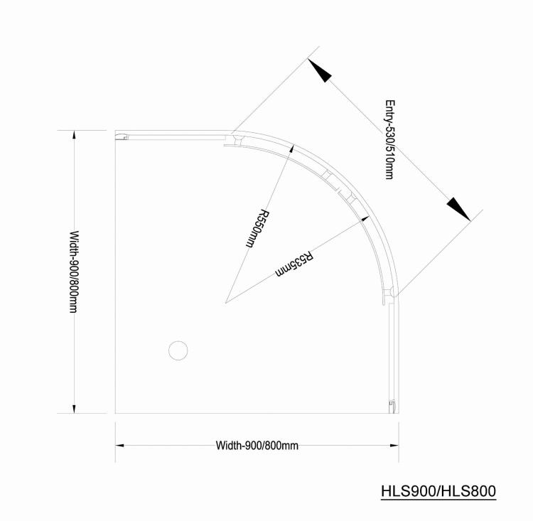 ARLETA Kabina prysznicowa narożna półokrągła 80x80x185 cm HLS800 - rysunek techniczny 2.jpg