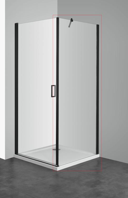 ELITE BLACK Ścianka prysznicowa 80x195 cm F80B2 profile czarny mat