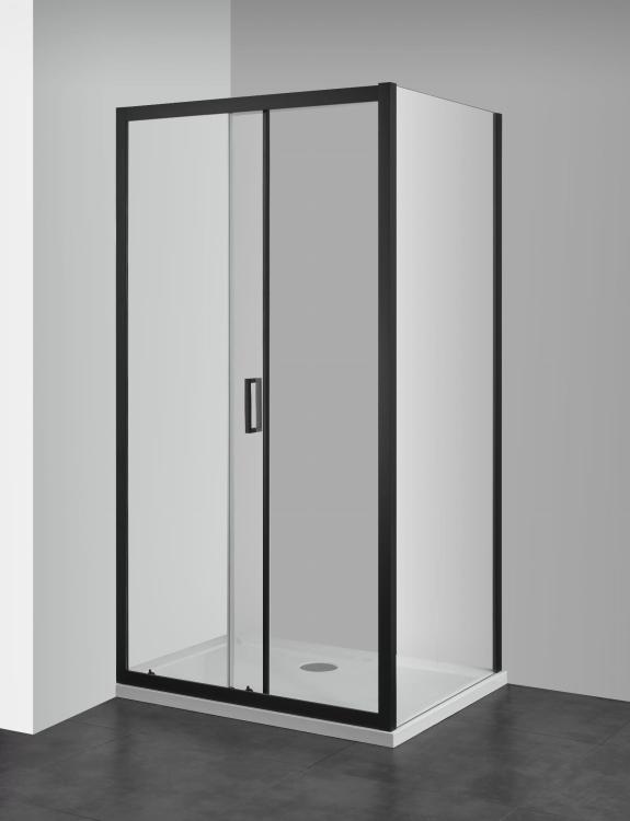 Kabina prysznicowa narożna, drzwi przesuwne 120x90x195 cm SC120BF90B ELITE BLACK profile czarny mat