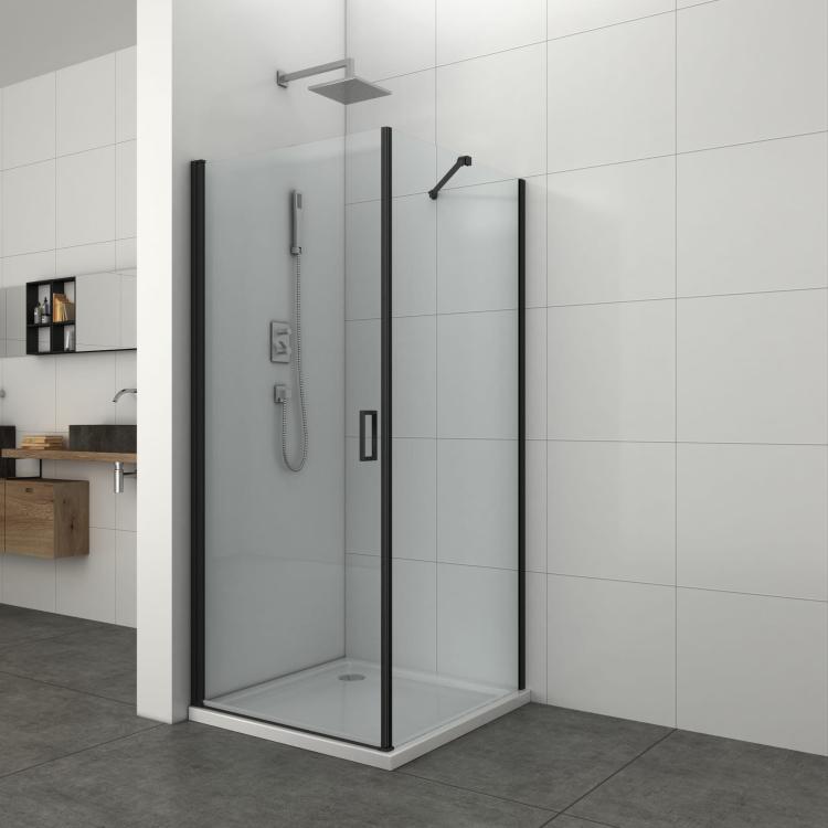Kabina prysznicowa kwadratowa drzwi skrzydłowe 80x80x195 cm T80BT80B ELITE BLACK profile czarny mat