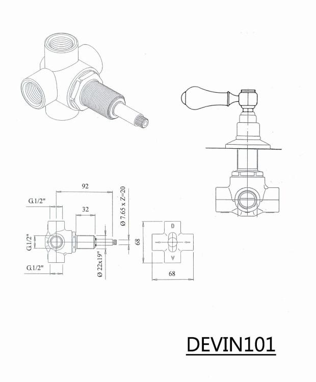 ANTEA przełącznik podtynkowy, uchwyt, chrom DEVIN101 - rysunek techniczny.jpg