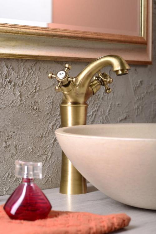 ANTEA Bateria umywalkowa stojąca wysoka, brąz