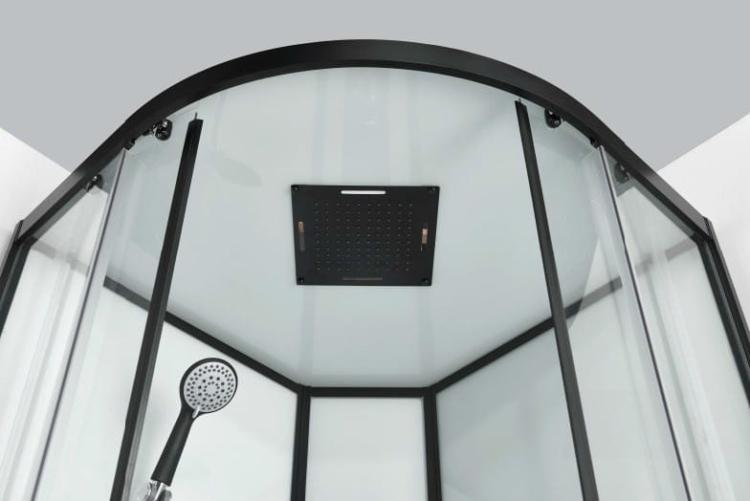SKY 1 Kabina prysznicowa półokrągła z hydromasażem 90x90x225 cm CL73 - deszczownia czarny mat