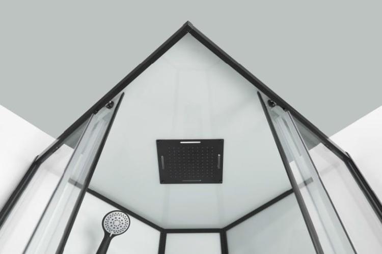 Kabina prysznicowa kwadratowa z hydromasażem 90x90x225 cm CL74 - deszczownica czarny mat