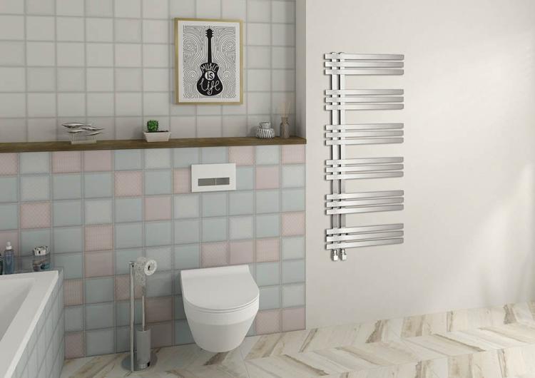 VISTA Grzejnik łazienkowy dekoracyjny stal nierdzewna szczotkowana 307 W 500x1190 mm NR613 - aranżacja