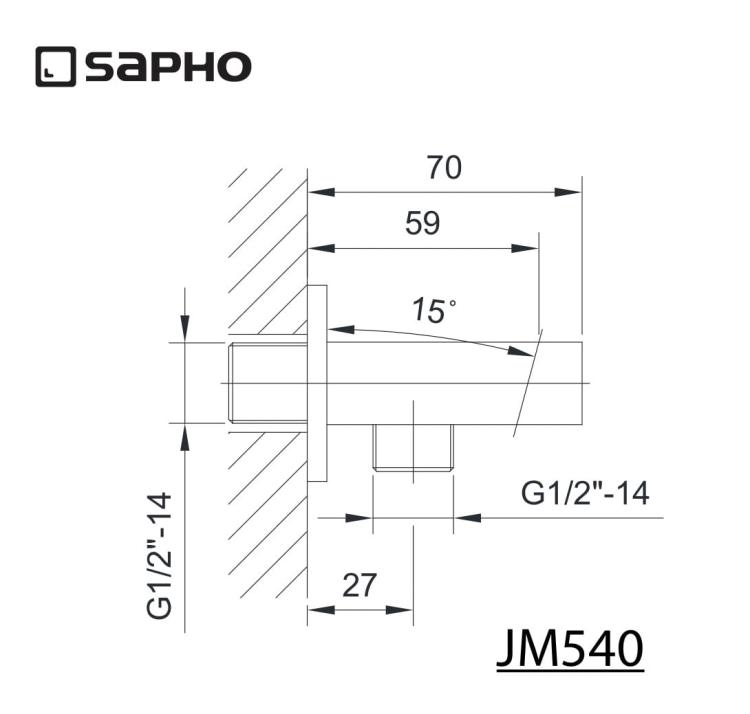 JUMPER Przyłącze kątowe z uchwytem na rączkę chrom JM540
