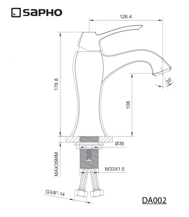 DREAMART Bateria umywalkowa stojąca, chrom połysk DA002