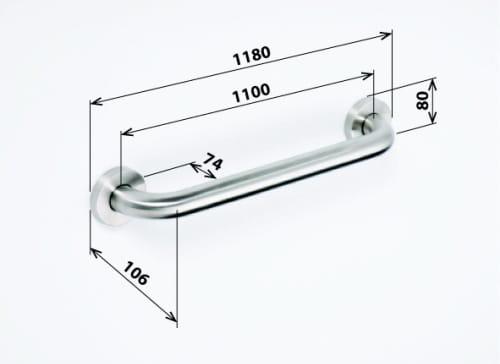 Poręcz łazienkowa prosta 110 cm stal nierdzewna szczotkowana 301101102  wymiary