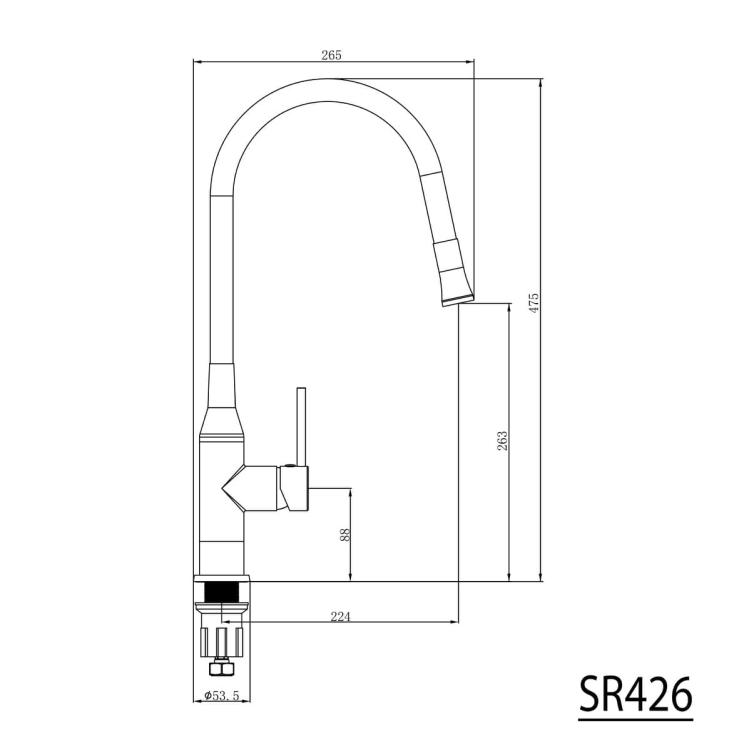 SILI Bateria zlewozmywakowa stojąca z elastyczną wylewką, czarna/chrom SR426