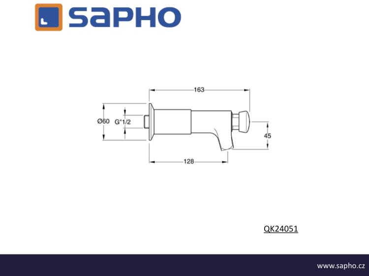 QUIK Zawór umywalkowy samoczynnie zamykany, ścienny, chrom QK24051 rysunek techniczny