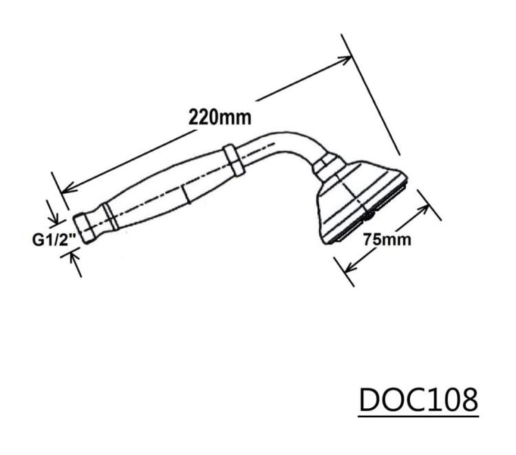 EPOCA Rączka prysznicowa 1-funkcyjna, kolor: nikiel DOC108 -rysunek techniczny