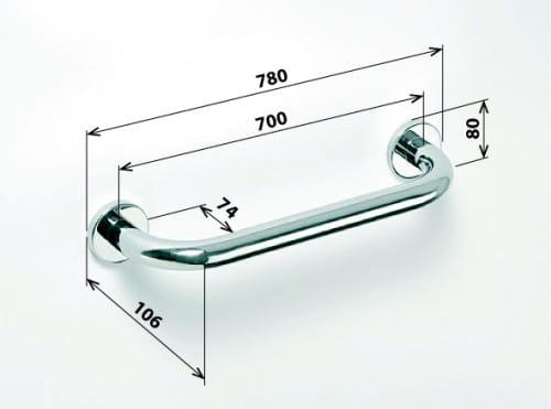 Poręcz łazienkowa prosta 70 cm stal nierdzewna 301100701, wymiary