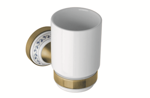 KERA kubek ceramiczny z uchwytem retro brąz z ozdobnym elementem 144710017