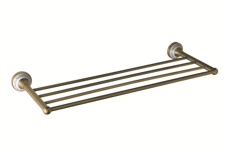 KERA Półka na ręcznik 60 cm retro brąz z ozdobnym elementem ceramicznym 144702187