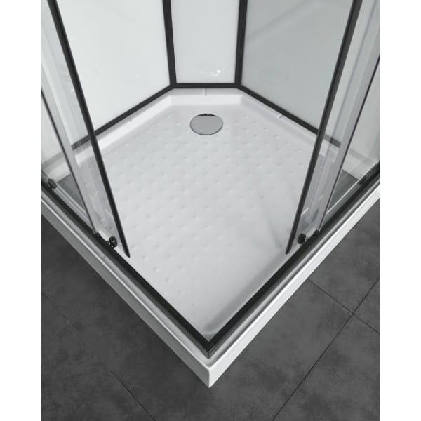 Kabina prysznicowa kwadratowa z hydromasażem 90x90x225 cm CL74 -  profile czarny mat, brodzik
