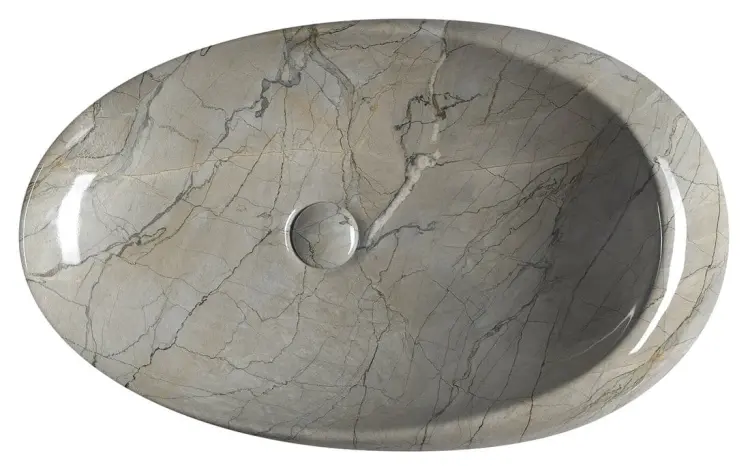 DALMA umywalka ceramiczna szary marmur 68x44x16,5 cm MM313