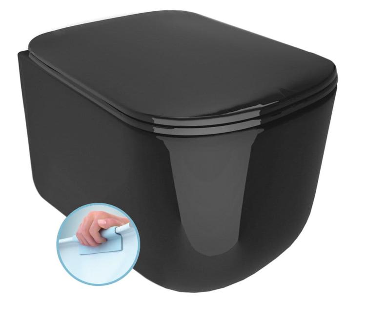 TRIBECA Miska WC podwieszana czarna matowa RIMLESS 35x54 cm 511431 Kerasan