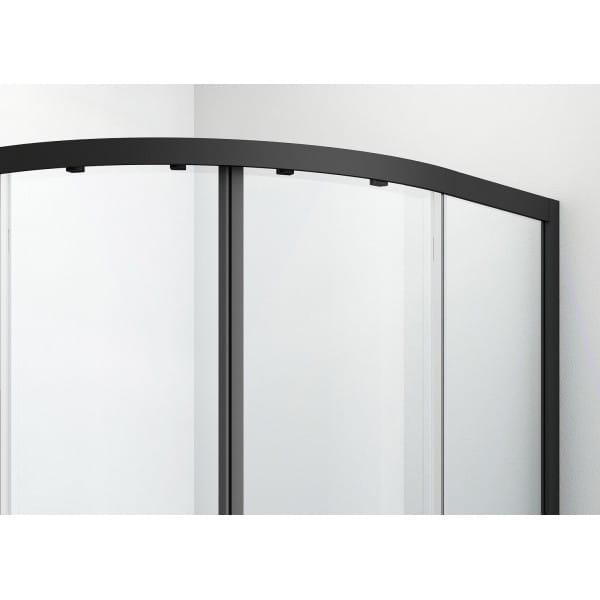ELITE BLACK Kabina prysznicowa półokrągła, drzwi przesuwne 90x90x195 cm, czarny mat, R90B - podwójne rolki