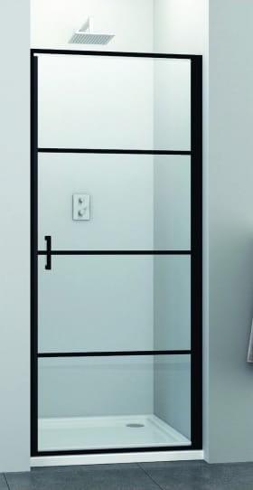 ELITE BLACK-Drzwi prysznicowe do wnęki skrzydłowe 80x195cm-S80B, czarny mat