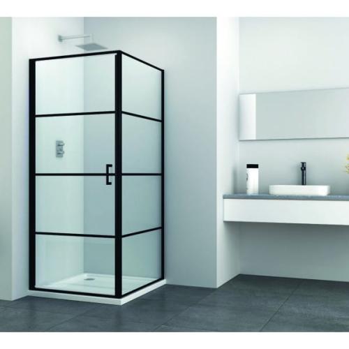 ELITE BLACK Drzwi prysznicowe do wnęki skrzydłowe 120x195 cm K100B - ze ścianką boczną