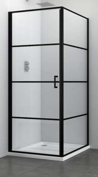 ELITE BLACK Kabina prysznicowa prostokątna drzwi skrzydłowe 90x80x195 cm, czarny mat, S90BF80B3