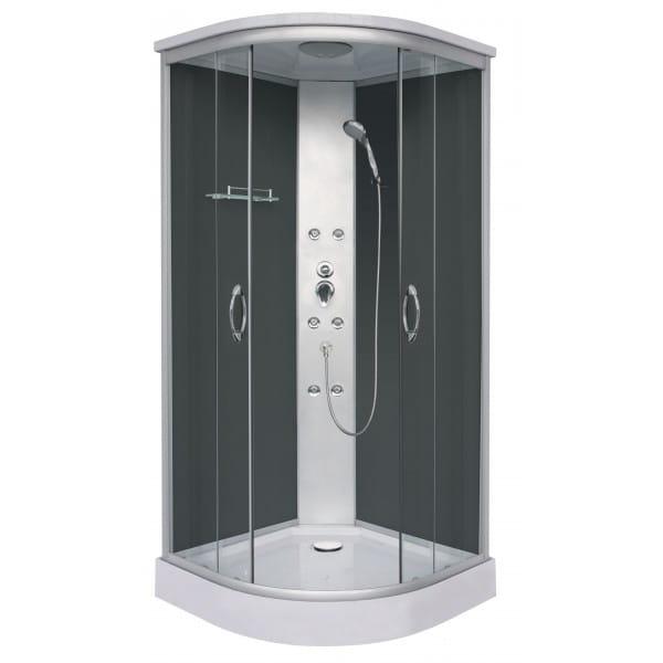 Kabina prysznicowa RELAX-czarna narożna półokrągła kompletna z hydromasażem 90x90x215 cm TC07