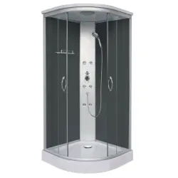 Kabina prysznicowa PUNTO czterościenna wolnostojąca czarna narożna półokrągła kompletna z hydromasażem 90x90x215 cm SANOTECHNIK CL07