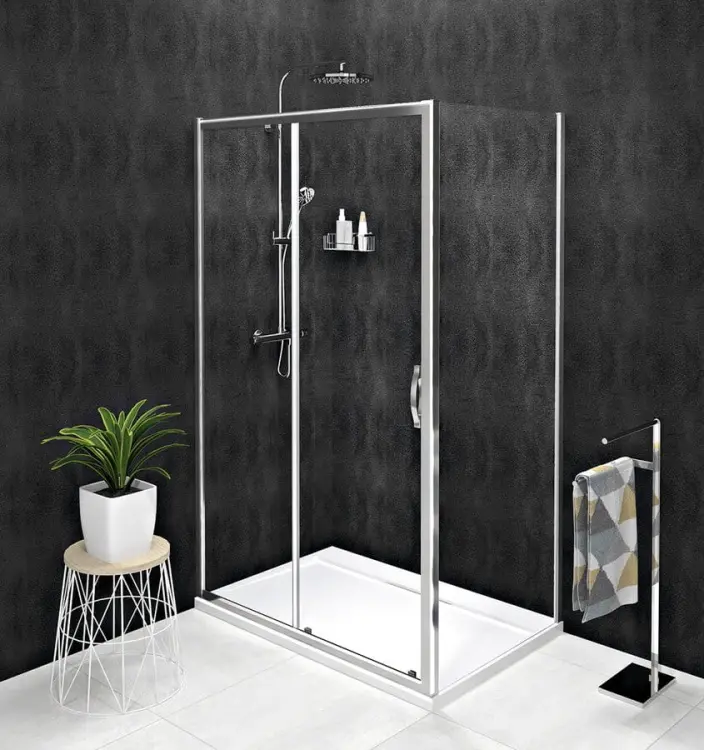 SIGMA SIMPLY Drzwi prysznicowe do wnęki przesuwne 130x190 cm szkło czyste GS1113 - ze ścianką boczną