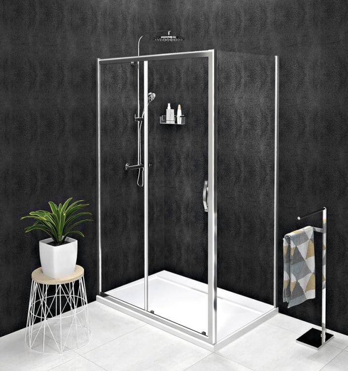 SIGMA SIMPLY Ścianka prysznicowa boczna 75x190 cm szkło czyste GS3175 z drzwiami przesuwnymi