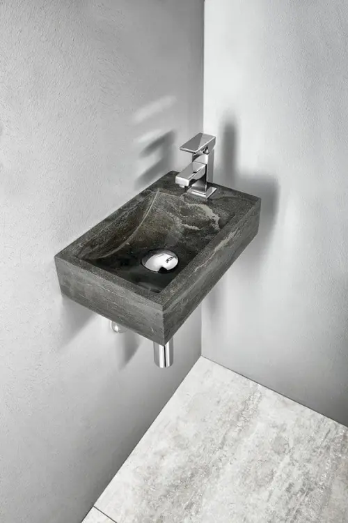 BLOK Umywalka kamienna prawa 40x10x22 cm antracyt 2401-28  - aranżacja2