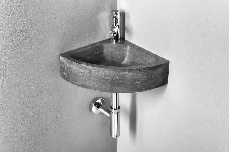 BLOK Umywalka kamienna narożna 30x10x30 cm antracyt 2401-30 - aranżacja