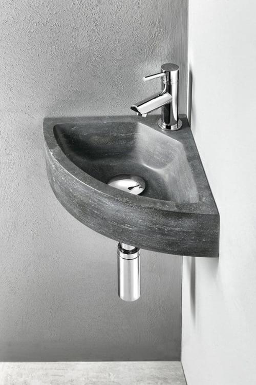 BLOK Umywalka kamienna narożna 30x10x30 cm antracyt 2401-30 - aranżacja2