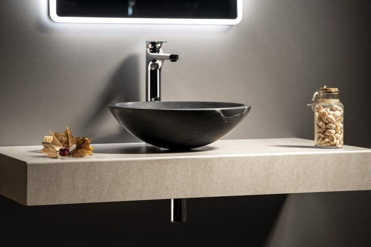 BLOK Umywalka kamienna okrągła 40 cm czarna matowa 2401-35 - aranżacja3